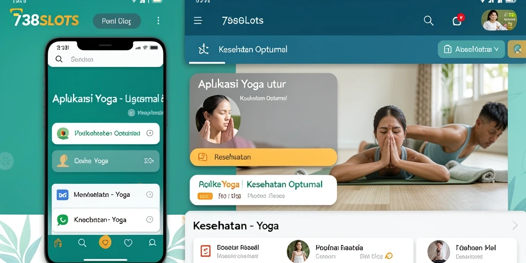Tampilan antarmuka aplikasi Yoga 738SLOTS dengan berbagai fitur menarik.