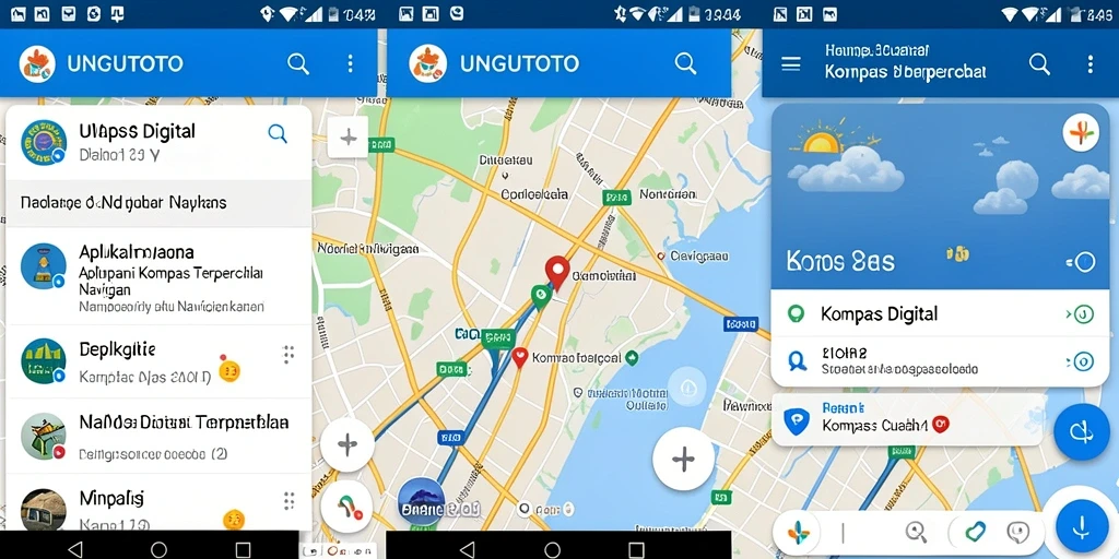 Tampilan antarmuka UNGUTOTO dengan fungsi kompas digital yang memudahkan navigasi.